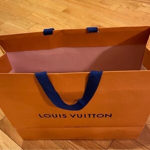 Louis Vuitton Bold Orange Tote with Blue Handle
